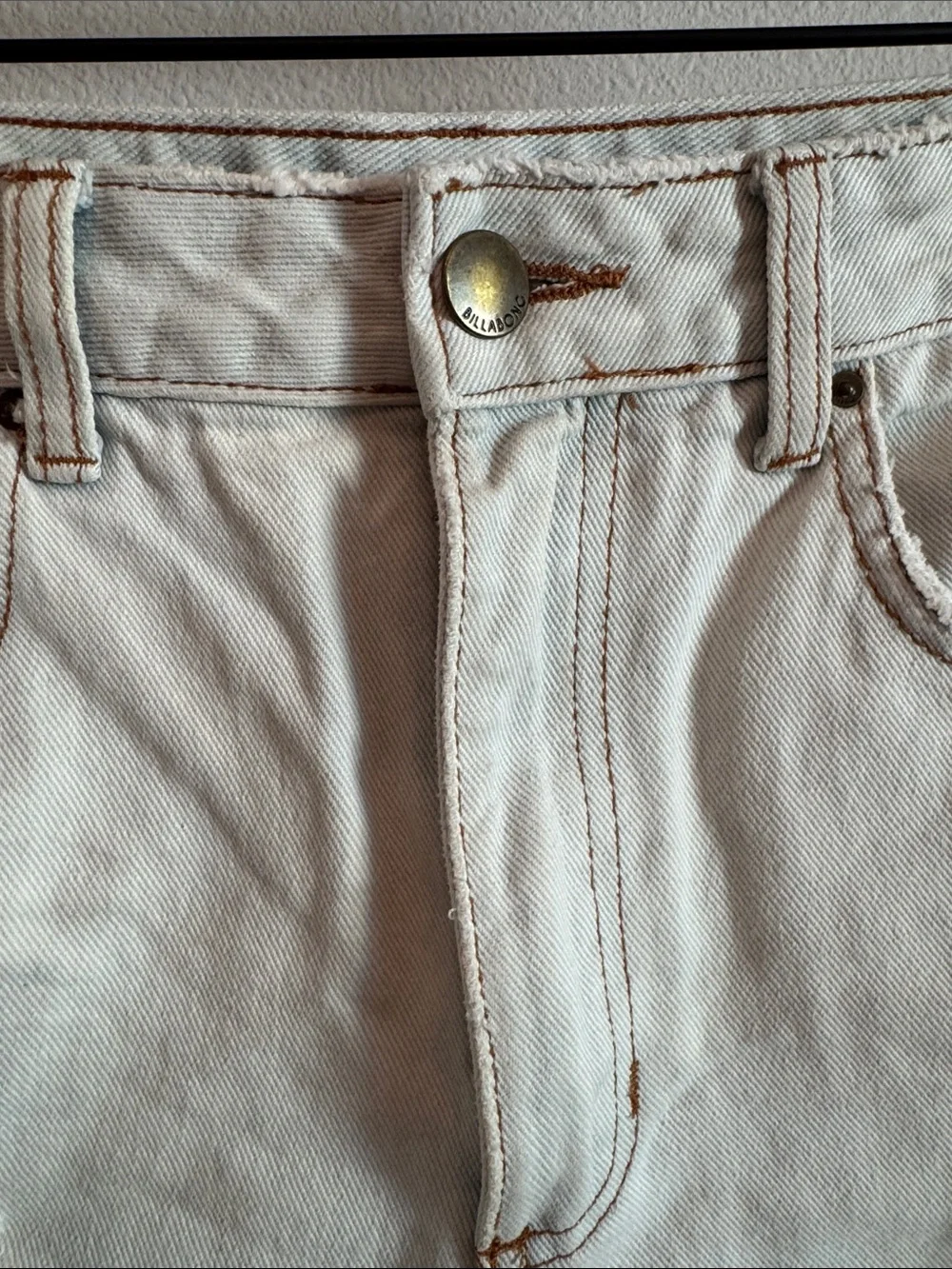 Billabong Cream Distressed High-Rise Denim Shorts